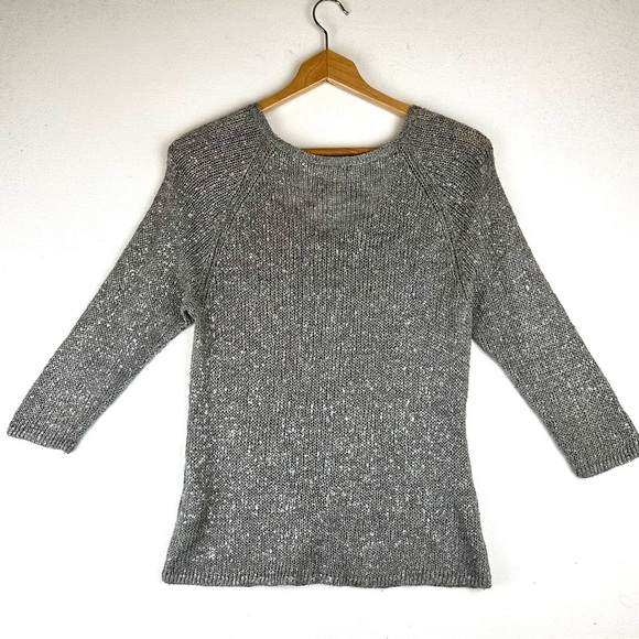 Eileen Fisher Metallic Sweater 3/4 Sleeve Office - Picture 3 of 8